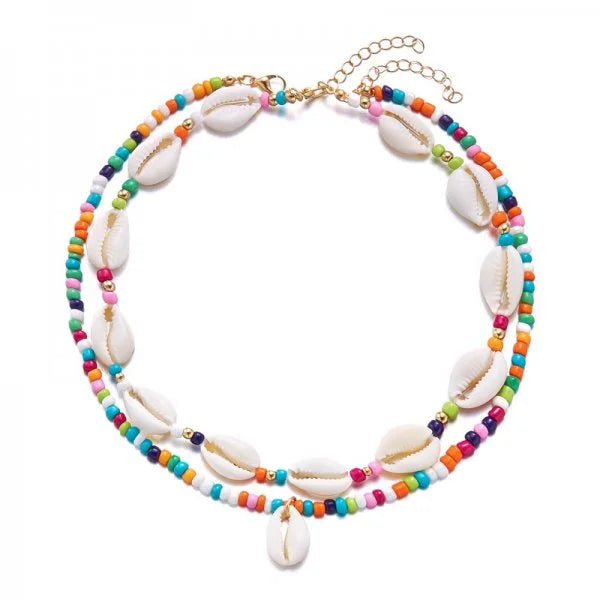 Doppelschicht Strand Muschel Halsband Halsketten Böhmische Natürliche Shell Kurzen Kragen Für Frauen Seil Kette Halsband Zubehör