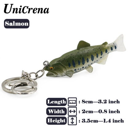 Fisch-Schlüsselanhänger, kreativer handgefertigter Fisch-Modell-Schlüsselanhänger, Forelle/Schnapper/Thunfisch/Salmon/Barsch, Schlüsselanhänger mit Angeldeshema, Schlüsselhalter-Zubehör