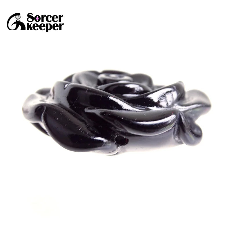 Großhandel Hand schnitzen Rose Blume Kristall natürlichen schwarzen Achat Stein Anhänger DIY Männer Frauen Halskette für Schmuck herstellung bo338