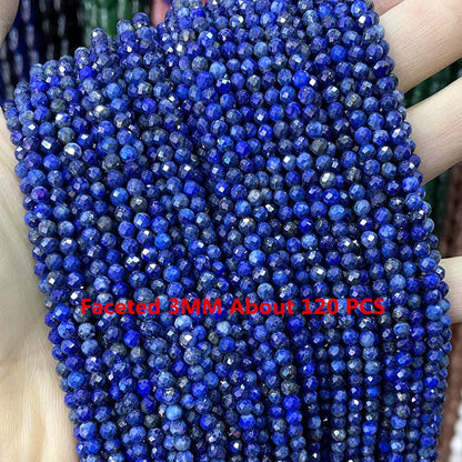 Natürliche Lapislazuli Runde Rohr Facettierte Lose Spacer Stein Perlen Für Schmuck Machen DIY Handgemachte Armbänder Halskette Zubehör