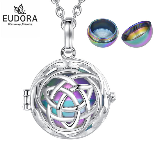 Eudora Urne Feuerbestattung Anhänger 20mm Celtic Knoten Käfig Medaillon Asche Halter Andenken Kapsel Halskette Hohl Ball DIY Trendy Schmuck