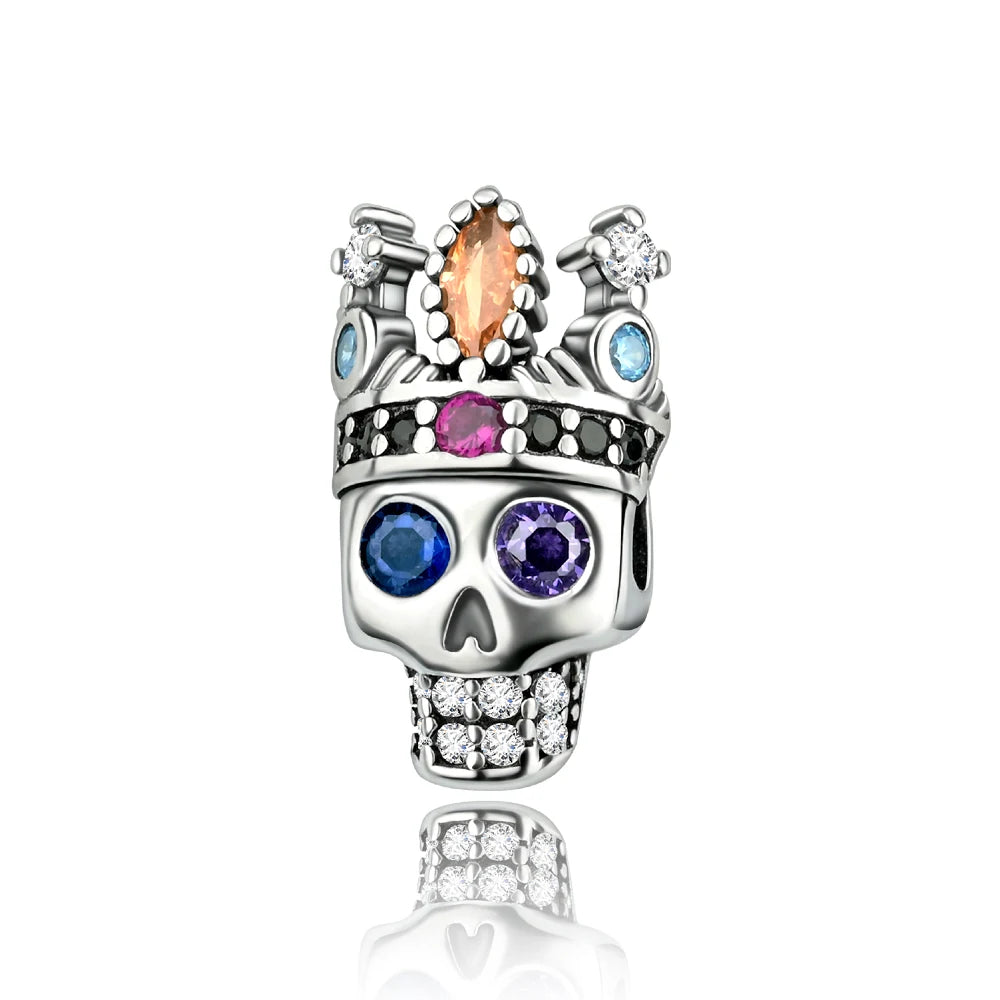 Atemberaubender Geisterrosen-Perlen aus 925er-Sterlingsilber und Spinnen-Seidenschädel-Anhänger, passend für Armbänder, Halloween-Anhänger, Accessoires, Geschenke