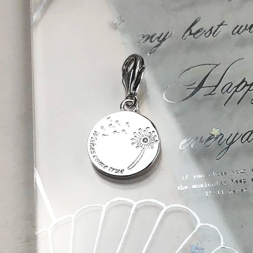 Löwenzahn wünscht sich wahr. Anhänger mit baumelndem Anhänger für Damen, edler Schmuck, trendiges Geschenk aus echtem 925er-Sterlingsilber