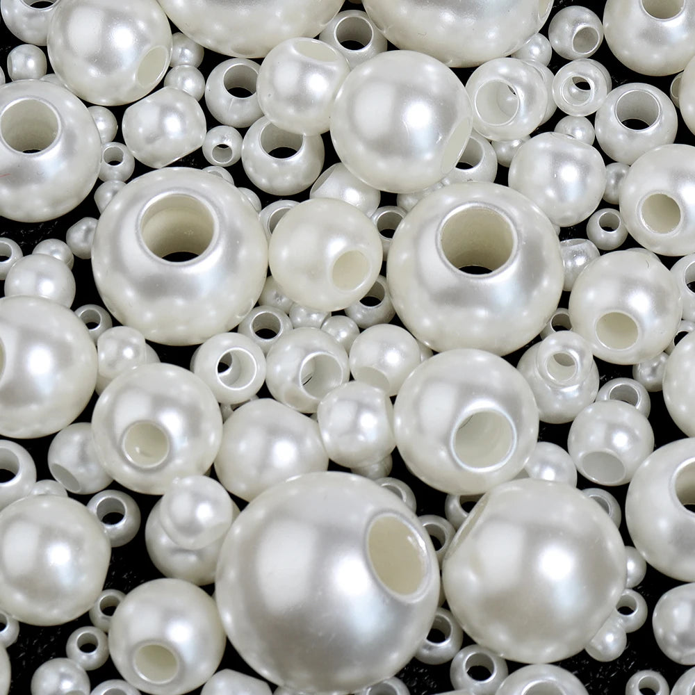 ABS Imitation Perle Perlen Lose Große Loch Runde Perlen Acryl Spacer Perlen Für Handgemachte Armband, Die DIY Schmuck Zubehör