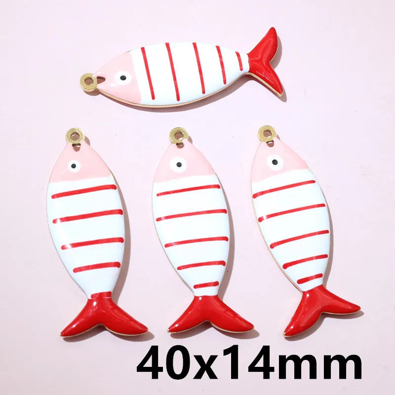 10 Stück Edelstahl Emaille Fisch Charms Anhänger 31x12mm DIY Schmuck Making Zubehör Erkenntnisse für Halsketten Ohrringe Armbänder