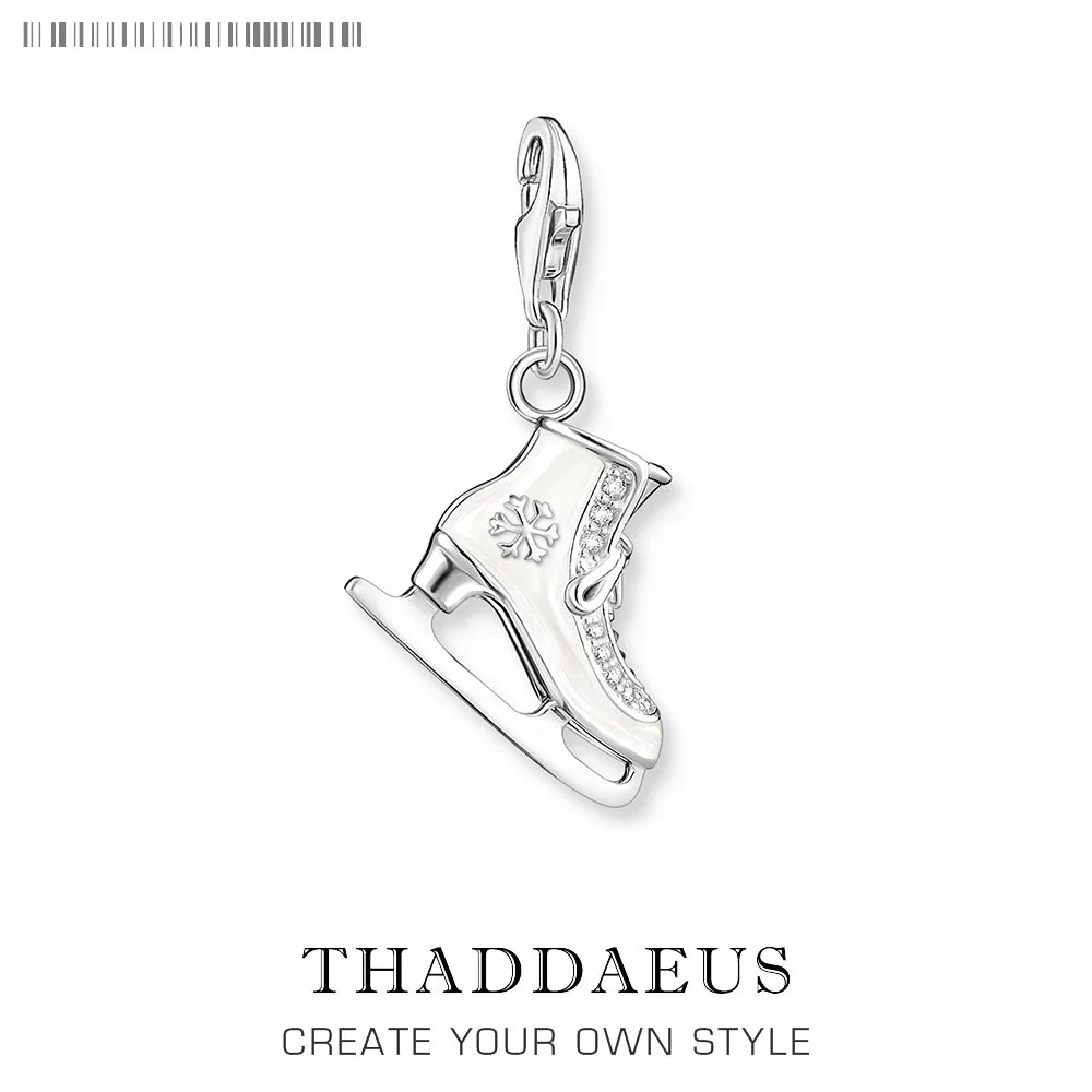 Schlittschuh-Anhänger, 925er-Sterlingsilber, sportliches Weihnachtsgeschenk für Damen und Herren