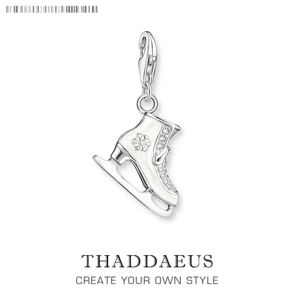 Schlittschuh-Anhänger, 925er-Sterlingsilber, sportliches Weihnachtsgeschenk für Damen und Herren
