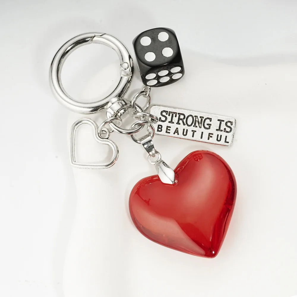 Schlüsselanhänger Y2K Rotes Herzförmiges Perlen-Valentinstaggeschenk Neues Design Geldbörsen-Charm Auto Goth Vintage Niedlicher Schlüsselanhänger Accessoire