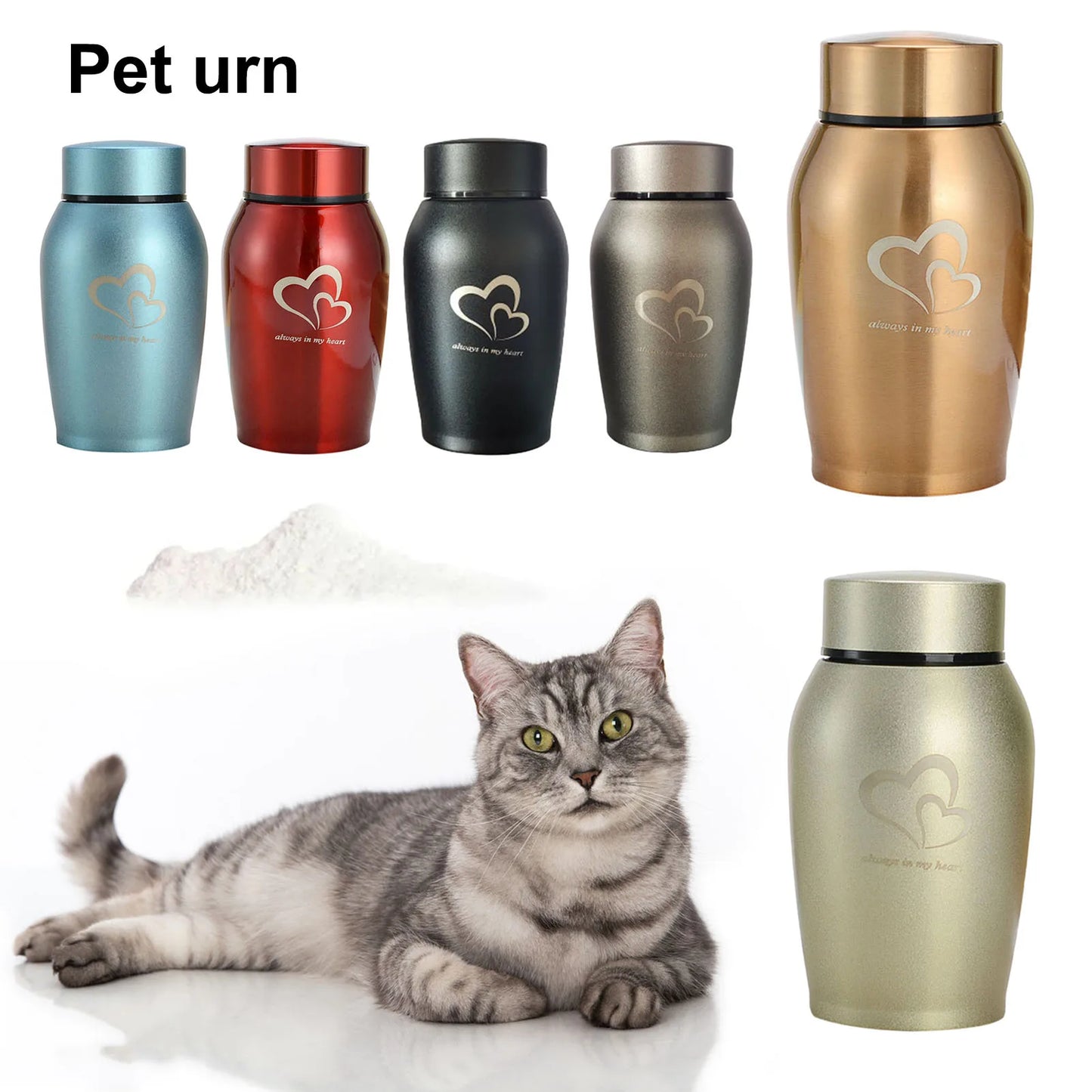 Haustier-Urne, Haustier-Pfotenabdruck, Edelstahl-Urne für Hunde, Katzen, Andenken, Ascheurne, Never Say Goodbye, Haustier-Pfotenabdruck, klein