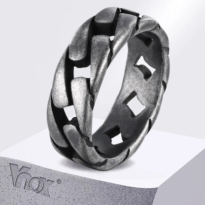 Vnox Herren Vintage oxidierte Edelstahlringe, Gliederförmiges Fingerband, Punk Rock Male Alliance