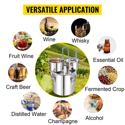 SucceBuy 50L Alkohol Wasser Destilliergerät Flasche Moonshine Ausrüstung Edelstahl Braumaschine für Whisky Wein Bier Spender