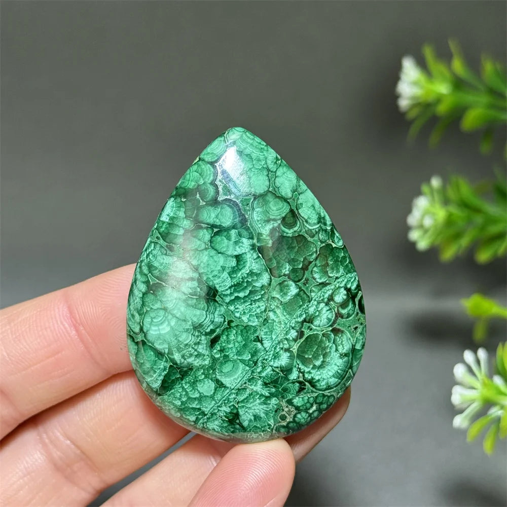 Natürlicher, hochwertiger Malachit in Tropfenform, zum Polieren, DIY, Quarz, Energietherapie, Meditation, Reiki, Hexerei, Heimdekoration, Geschenk