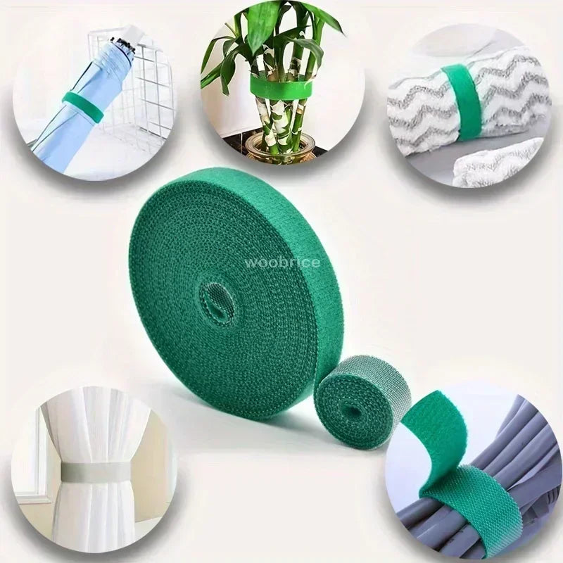 Selbstklebender Nylon-Kabelbinder für Pflanzen, grün, verstellbare Pflanzen, Hakenschlaufenunterstützung, Gartenschnur, Verband, wiederverwendbare Verschluss-Klebebandstreifen