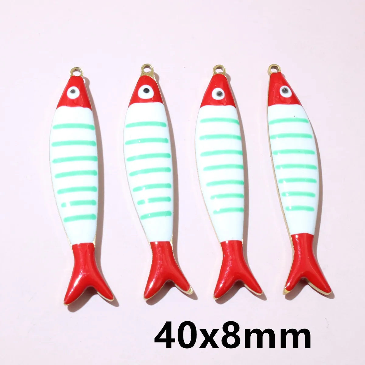 10 Stück Edelstahl Emaille Streifen Fisch Charms Anhänger 40x8/40x14mm DIY Schmuck Herstellung Zubehör für Halsketten Ohrringe