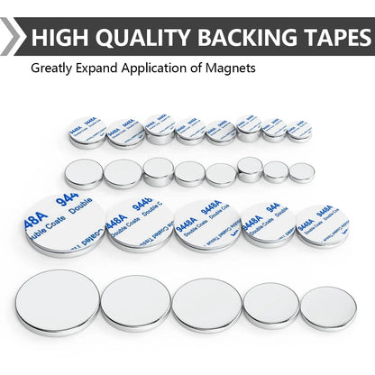 Superstarker Neodym-Magnet mit doppelseitigem Klebeband, runder NdFeB N35-Magnet, starker Permanentmagnet, Kühlschrankmagnet
