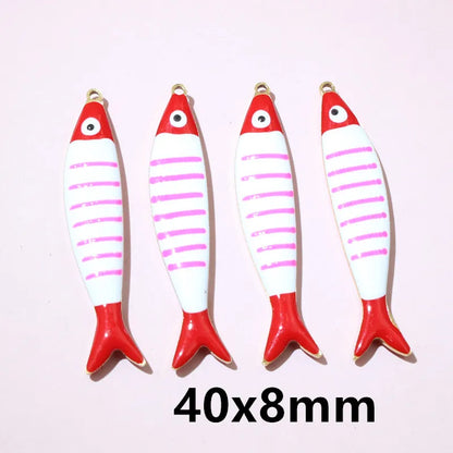 10 Stück Edelstahl Emaille Streifen Fisch Charms Anhänger 40x8/40x14mm DIY Schmuck Herstellung Zubehör für Halsketten Ohrringe