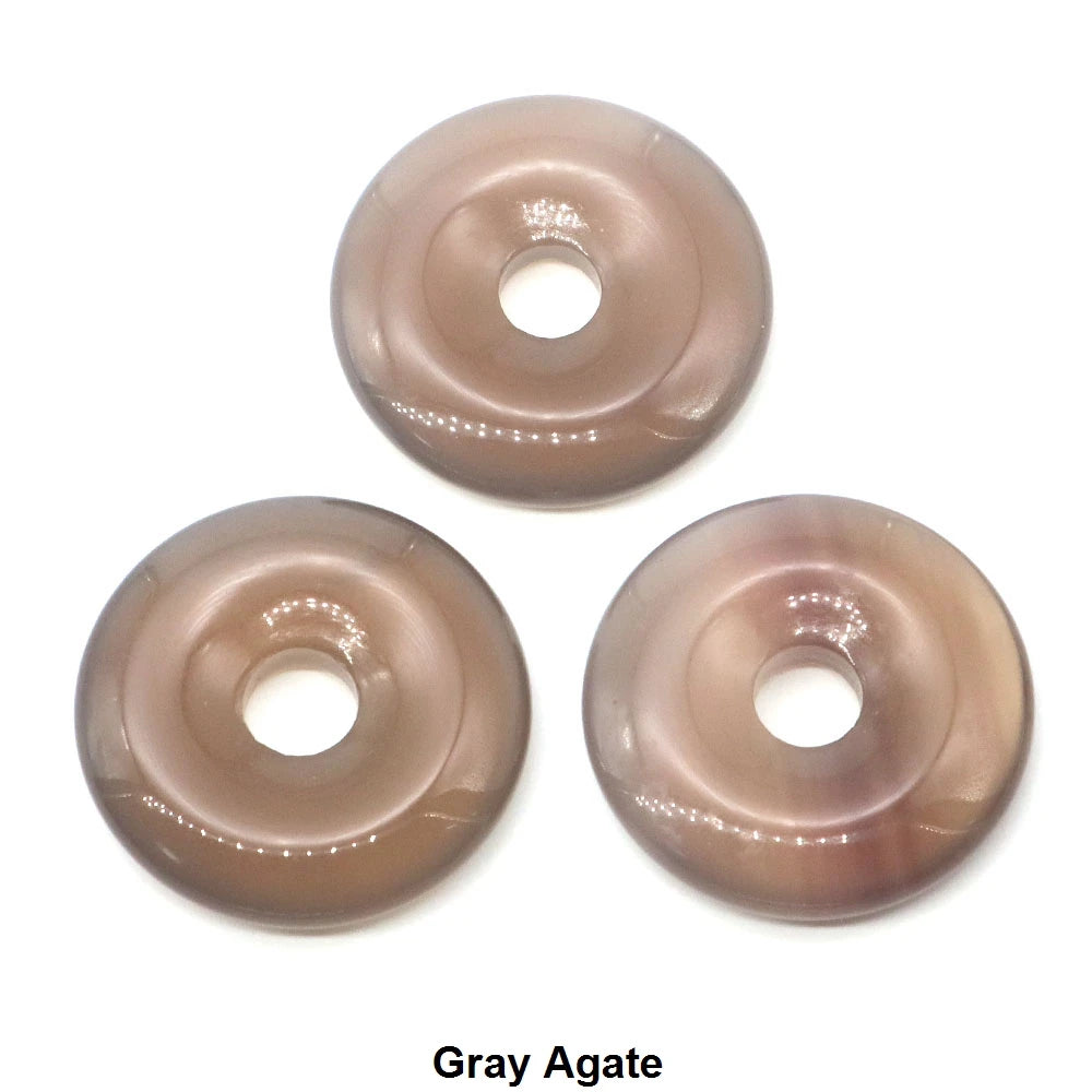 30 mm Donut-Naturstein, Heilkristall, Amethyst, Amazonit, Achat, Quarz, Edelstein für Kunsthandwerk, Zubehör, Glücksgeschenke