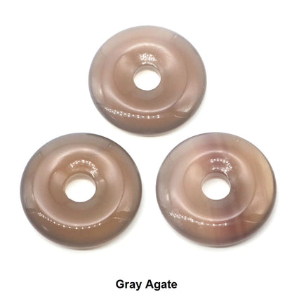 30 mm Donut-Naturstein, Heilkristall, Amethyst, Amazonit, Achat, Quarz, Edelstein für Kunsthandwerk, Zubehör, Glücksgeschenke