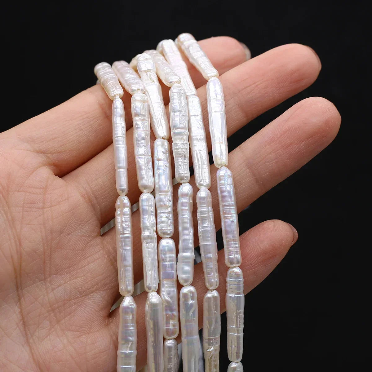 Natürliche Süßwasserperlen, langer Streifen, lose Distanzperlen für Schmuckherstellung, DIY-Armbänder, Halsketten, Zubehör, 5 x 20 mm