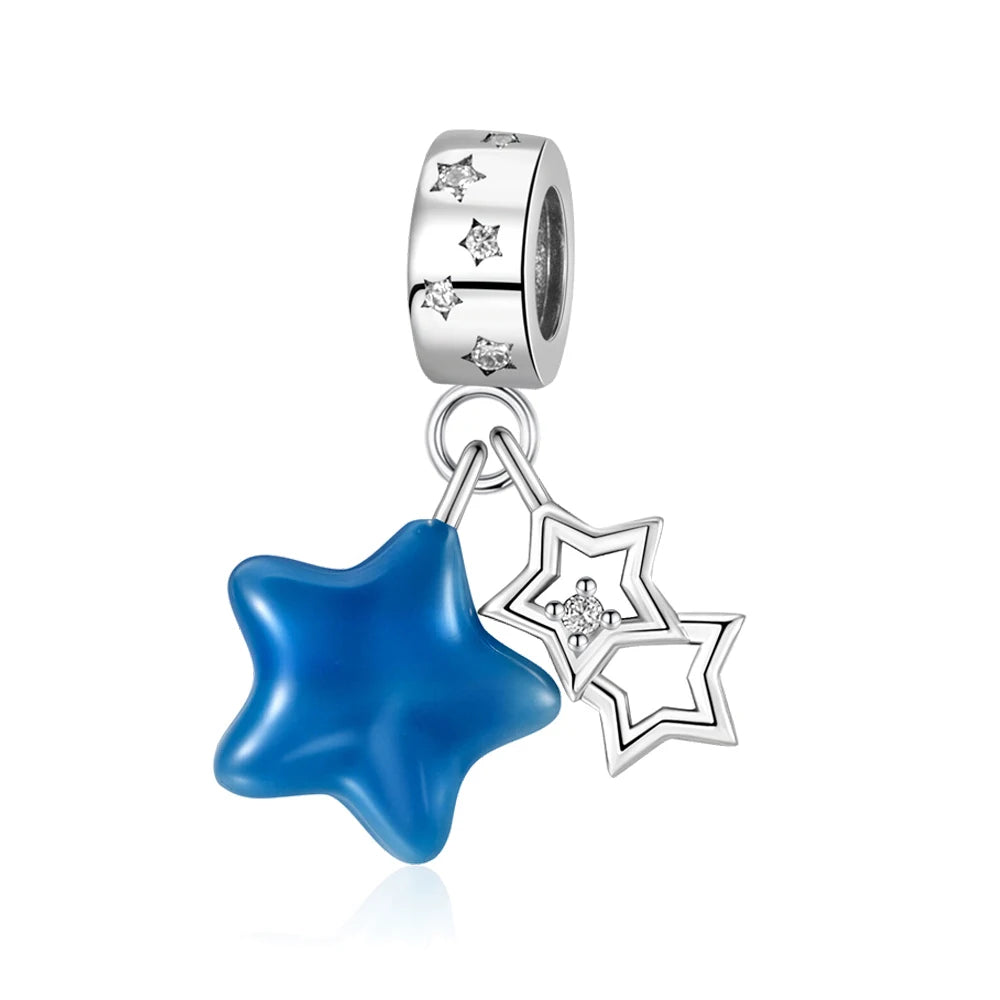 Blaue Serie aus 925er-Sterlingsilber, Eule, Schmetterling, Piratenschiff, Auto, Käfer, Clogs, Charm, passend für DIY-Armbänder, Halsketten, lustige passende Geschenke