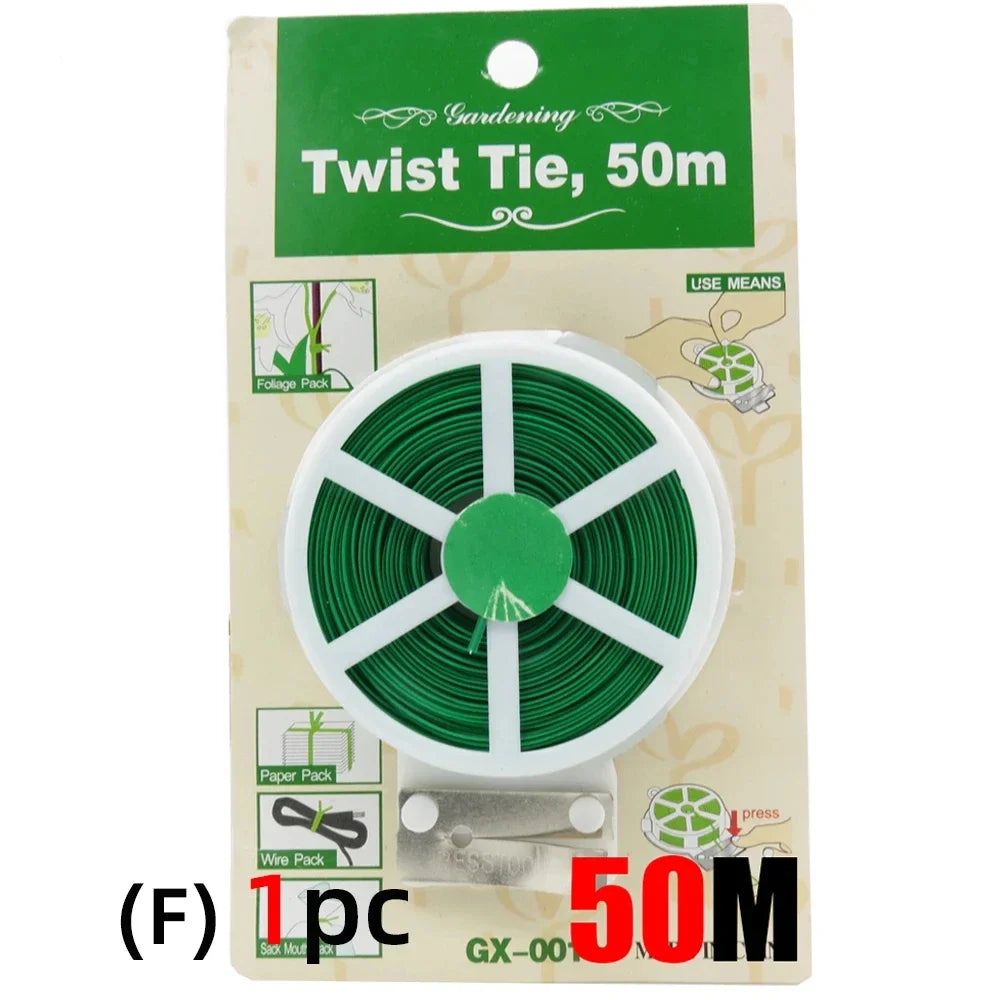 1pc 30/50M Langlebige Pflanzen Krawatte Grüne Beschichtung mit Cutter Starke Twisted Cord Garten Bonsai Unterstützung gartenarbeit Und Outdoor Verwenden Suppl