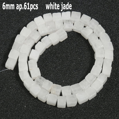 44 Arten weiße Chalcedon-Jade-Achat-Perle, Naturstein, Rondelle-Würfel, facettierte lose Perlen für Schmuckherstellung, Armbänder, Zubehör
