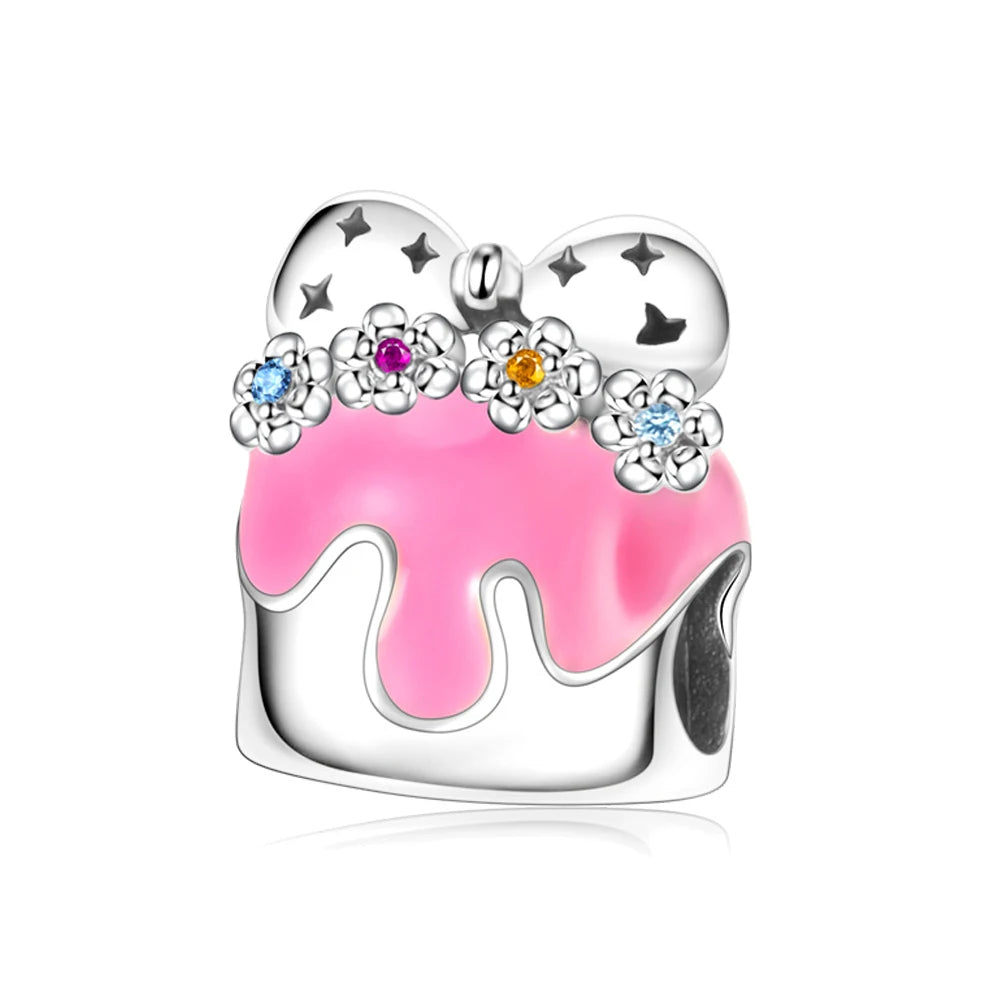 Charm-Anhänger aus 925er-Sterlingsilber mit Oktopusperlen und Stammbaum und Herz, passend für Schlangenarmband, Boutique-Halskette, rosa Anhänger, Geschenk