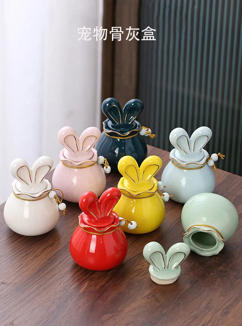 Rabbit Funeral Urn Ceramic Pet Ashes Cat Pet Urn Personalized Urn for Pets Animal Burial Urnas for Human Ashes Dog Memorial