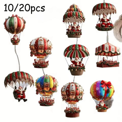 2D Weihnachtsmann Fallschirm Weihnachtsbaum Ornamente Neujahr Party Dekoration 2025, Weihnachten Indoor Outdoor Home Decor DIY Geschenke