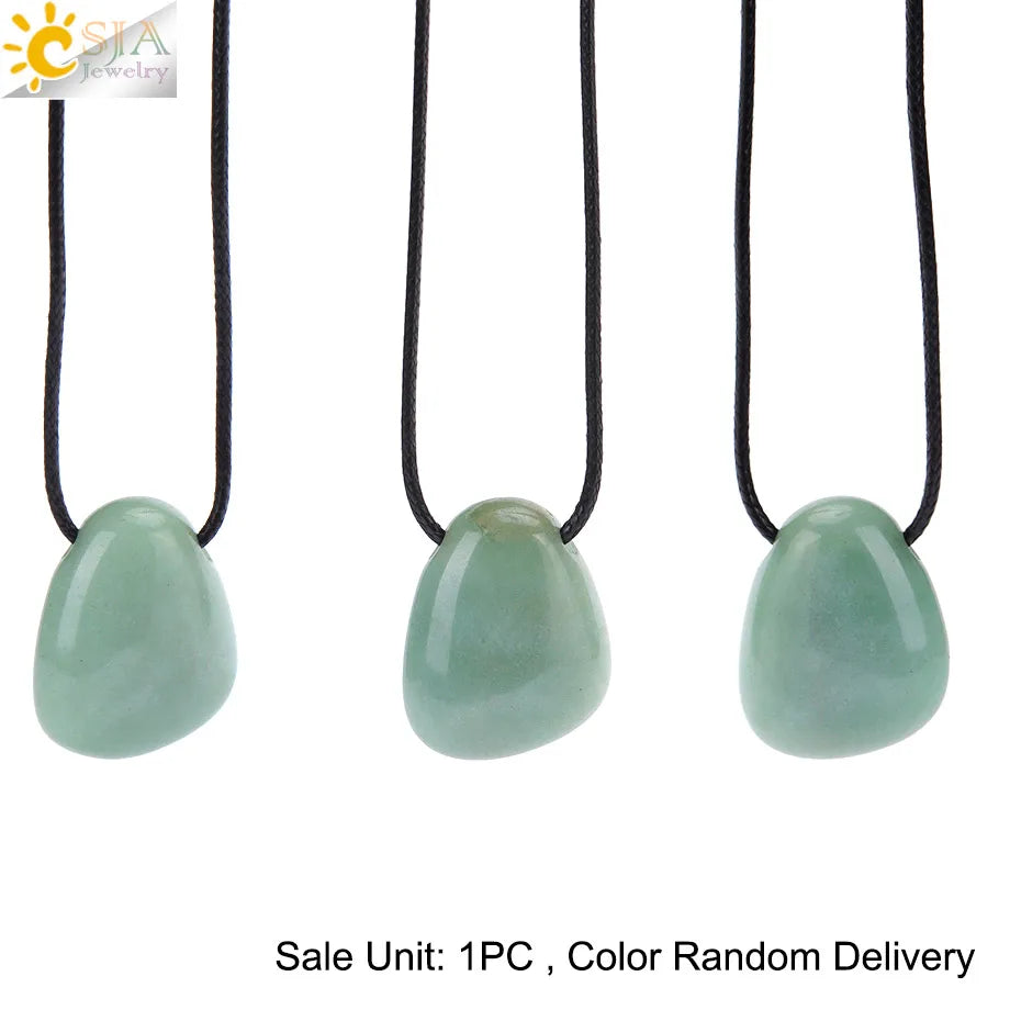 CSJA Naturstein Nugget Anhänger Halskette für Mann Heilung Kristall Amethysten Tigerauge Rhodonit Rosenquarz Charms Schmuck H551