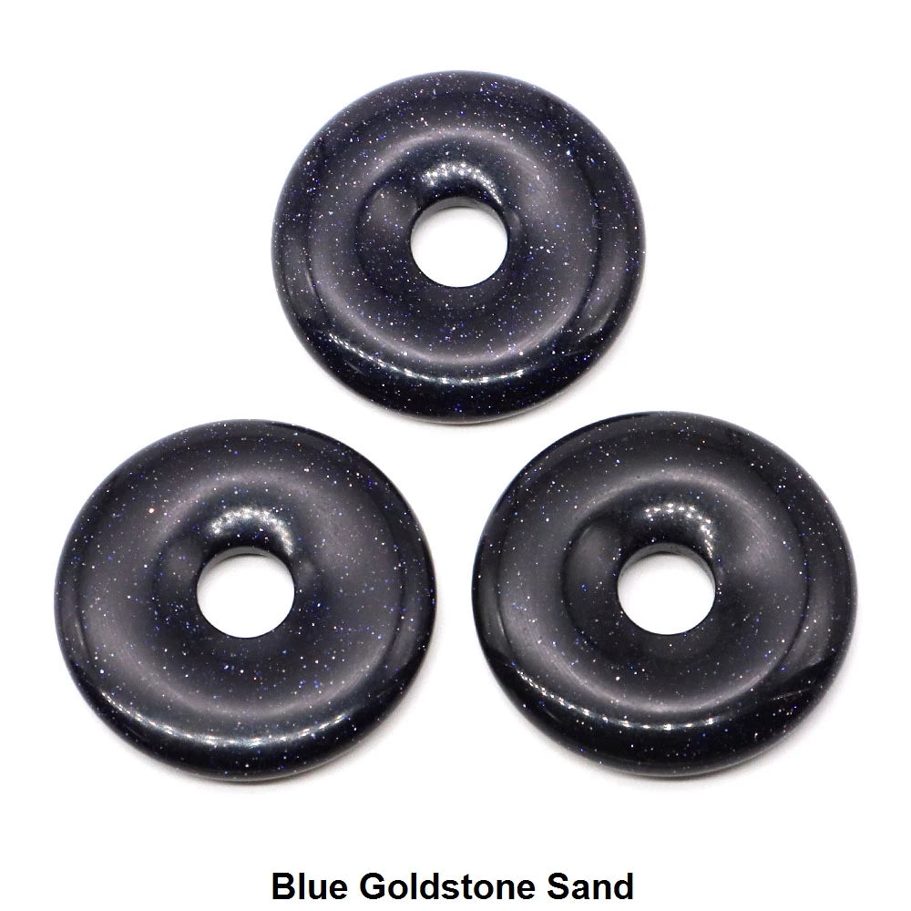 30 mm Donut-Naturstein, Heilkristall, Amethyst, Amazonit, Achat, Quarz, Edelstein für Kunsthandwerk, Zubehör, Glücksgeschenke