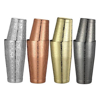 2-teiliges Boston Cocktail Shaker mit Ätzmuster, Bar-Cocktail-Shaker-Blech-Set – 800 ml und 500 ml