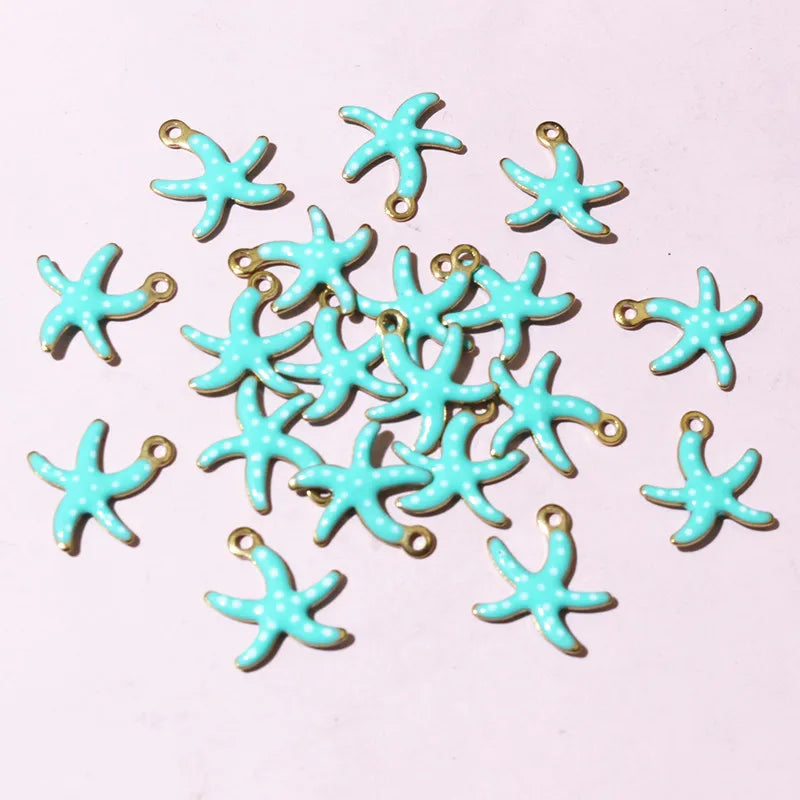 20 Stück 10,5x10mm Edelstahl Kleine Seestern Anhänger Emaille DIY Schmuck Herstellung Zubehör Zubehör Halskette Ohrringe