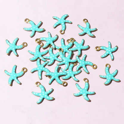 20 Stück 10,5x10mm Edelstahl Kleine Seestern Anhänger Emaille DIY Schmuck Herstellung Zubehör Zubehör Halskette Ohrringe