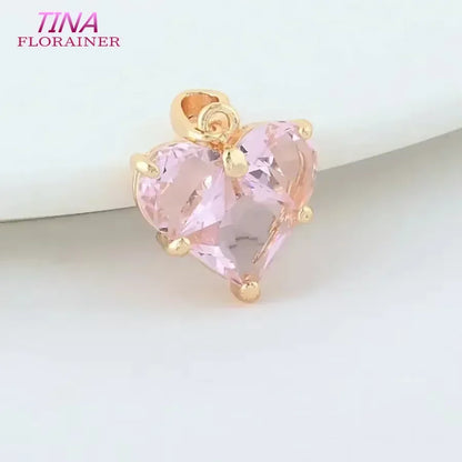 3PCS 14MM 14K Gold Farbe Messing mit Zirkon Herz Halskette Charms Anhänger Ohrringe Schmuck Machen Liefert Zubehör