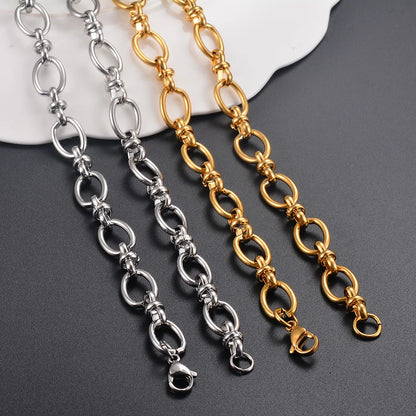1 Stück Damen Herren Edelstahl handgefertigt ovale Kette Halskette Armband hochwertige große Kette Halskette Punk schwerer Schmuck