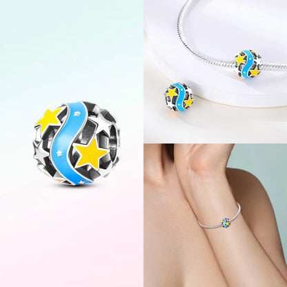 Original 925 Silber Lila Romantische Sternenplanet Perlen Halskette Charms Perlen Fit Armband Frauen Diy Zubehör Feines Geschenk
