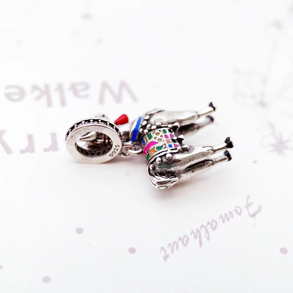 Colourfully Dekoriert Lama 925 Sterling Silber Baumeln Charme Anhänger Frauen Männer Sommer Feinen Schmuck