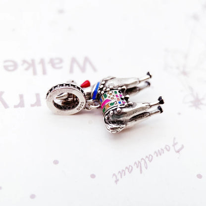 Colourfully Dekoriert Lama 925 Sterling Silber Baumeln Charme Anhänger Frauen Männer Sommer Feinen Schmuck