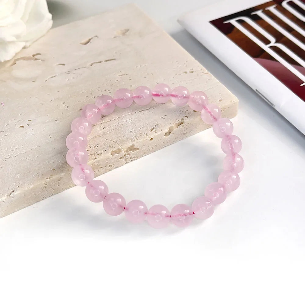 Naturstein rosa Zebra Perlen Armband 6/8mm Dalmatiner Jaspis Rhodochrosit Achat Armband Edelstein Perlen Armband