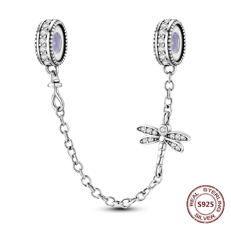 Sicherheitskette Libelle Schmetterling 925er Sterlingsilber Original Marienkäfer Kolibri Charm DIY Schmuckherstellung für Armband Armreif