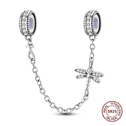 Sicherheitskette Libelle Schmetterling 925er Sterlingsilber Original Marienkäfer Kolibri Charm DIY Schmuckherstellung für Armband Armreif