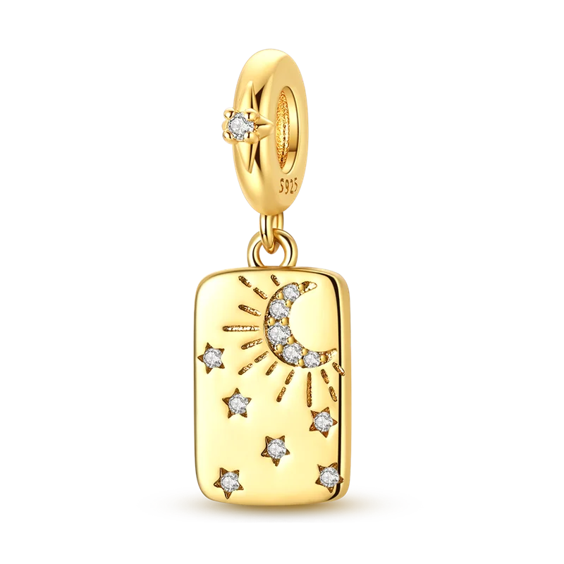 Original 925 Sterling Silber Goldene Haustiere Charms Perle Bunte Zirkonium Klee Engel Herz Baumeln Fit Armband DIY Schmuck Geschenk