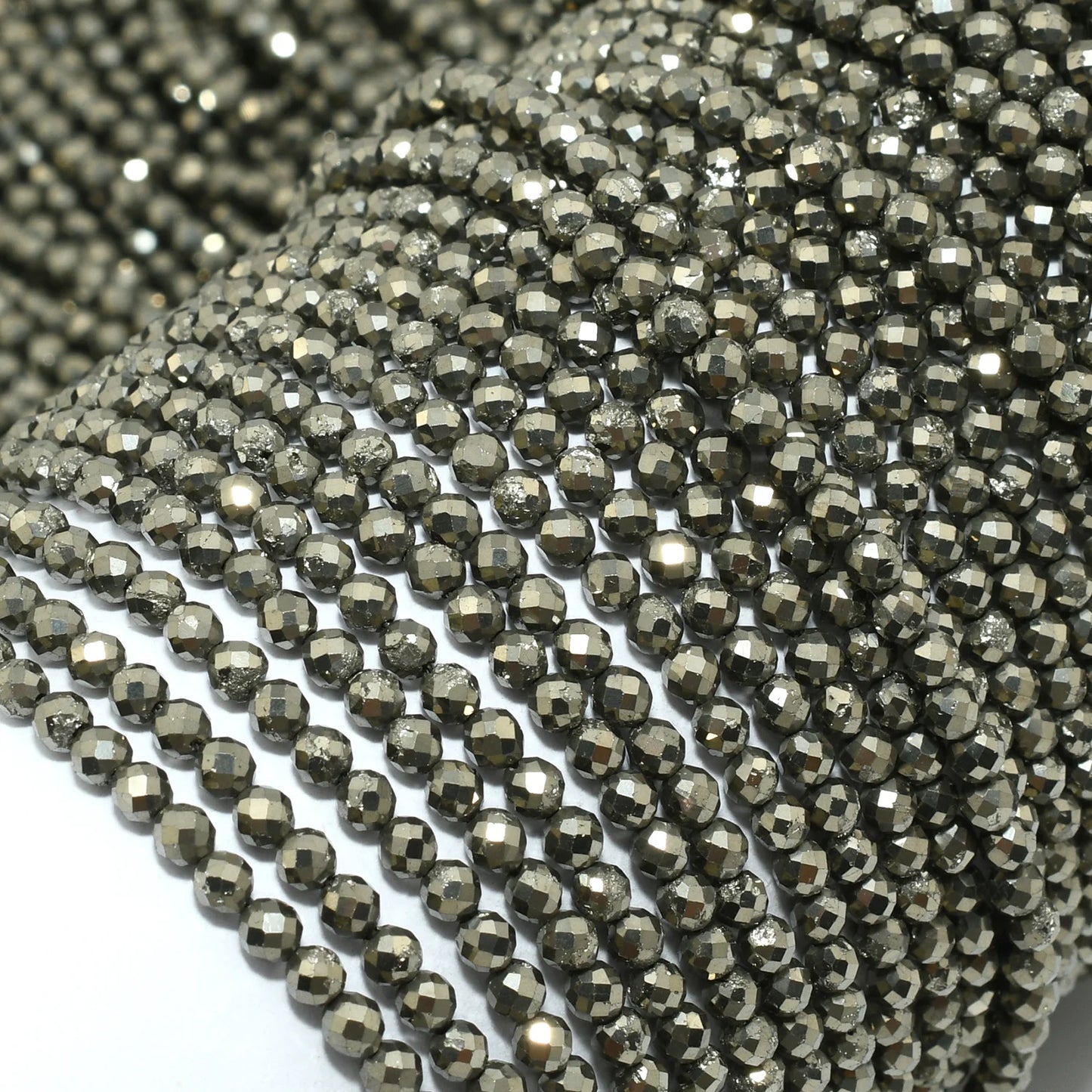 Natürliche facettierte runde Pyritperlen 2 mm/3 mm/4 mm