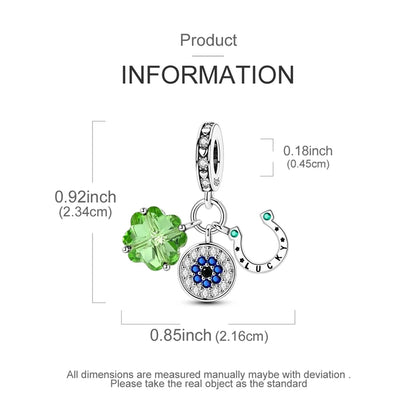 925er Sterlingsilber, grüne Charms, Perlen, vierblättriges Kleeblatt, baumelnd, für Frauen und Mädchen, Original-Armband, DIY-Schmuck, Geschenke