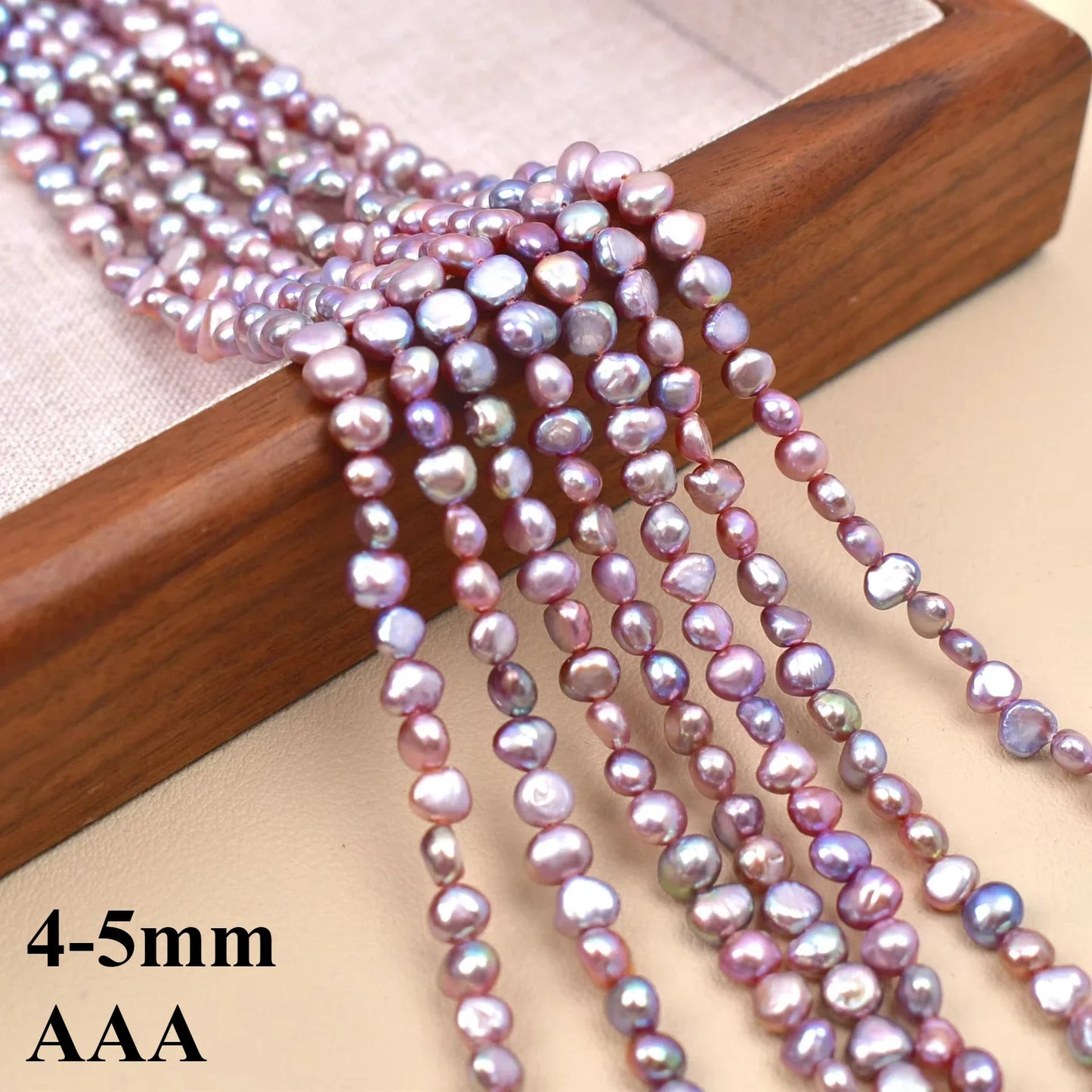 4–5 mm strahlender Spiegel-Finish-Edelstein, natürliches Süßwasser, AAA, unregelmäßige lila Perlen, Schmuck, MakeDIY-Halskette, Armband, Zubehör