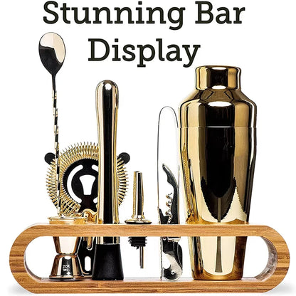 Cocktail Bar set Mixology Bartender Kit: 10-Stück Bar Werkzeug Set mit Stilvolle Bambus Stehen