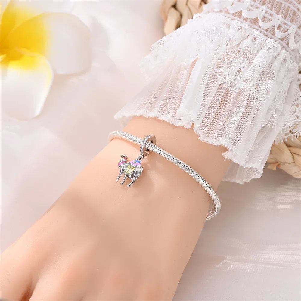 Charm-Anhänger aus 925er-Sterlingsilber, Wüstenpyramide, Kamel, Elefant, passend für Armbänder, Original-Charm für Frauen, DIY-Schmuckherstellung