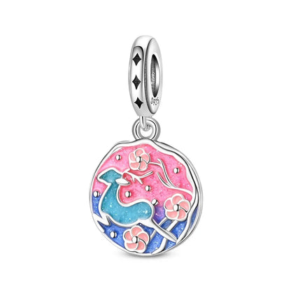 Heißer Verkauf, 925er-Sterlingsilber, Sterne und Mond, Perlen, Schmetterling und Engel, baumelnder Charm, passend für Armbänder, niedliche bunte Anhänger-Geschenke