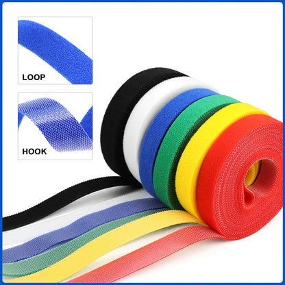 Wiederverwendbare Kabelbinder 5 Meter/Rolle Breite 10 15 20 25mm Doppelseitige Klett-Befestigungsriemen Kabelmanagement-Bänder